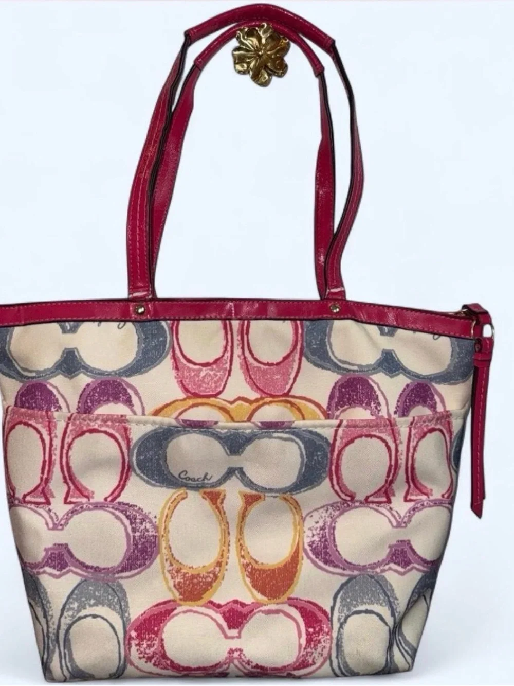 Coach Signature Scribble Print Canvas Tote